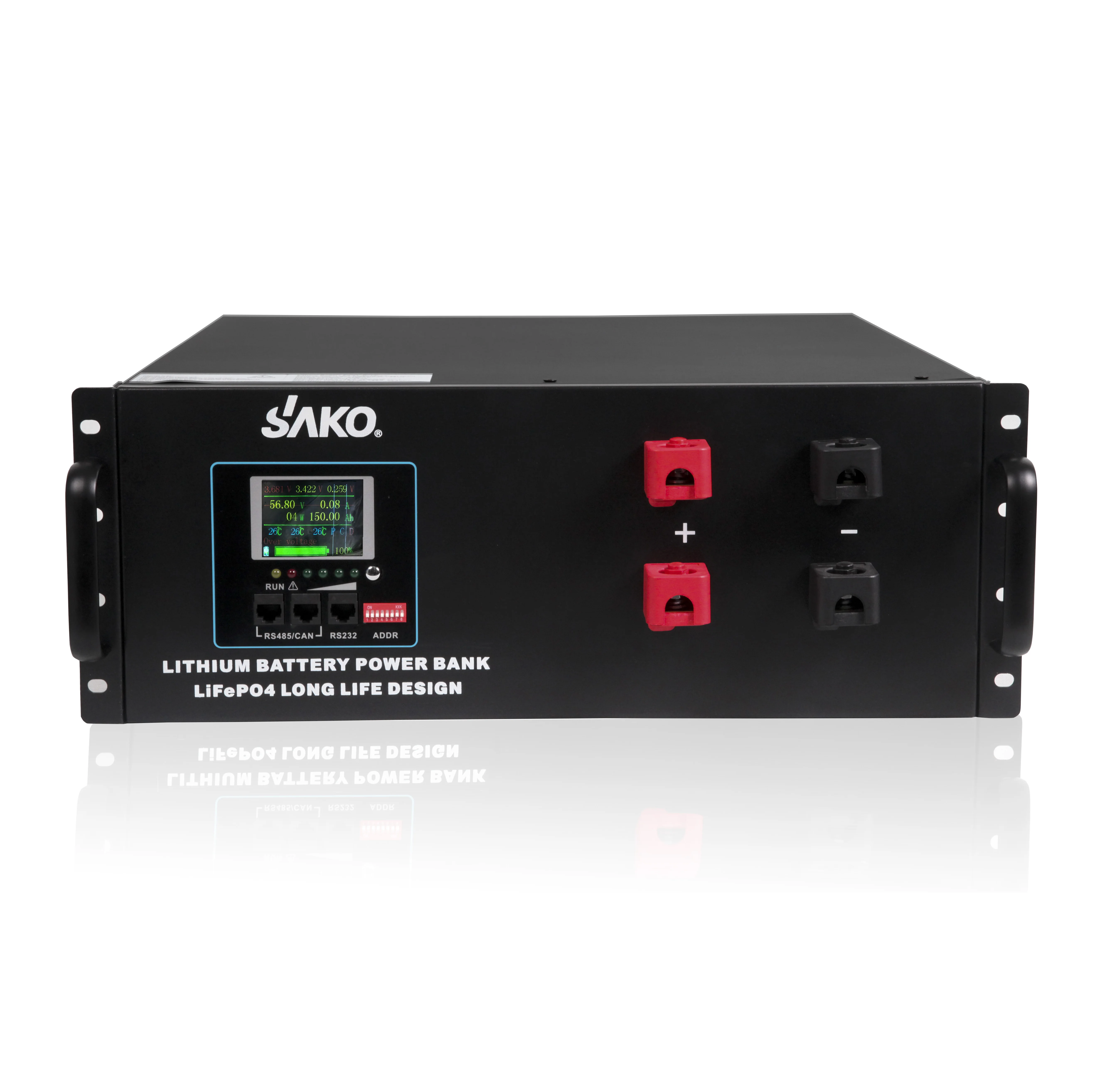 SAKO 48V 100AH LiFePO4 battery 51.2V 100AH 4U lithium battery 150A BMS built in 3000 times cycle for storage energy system