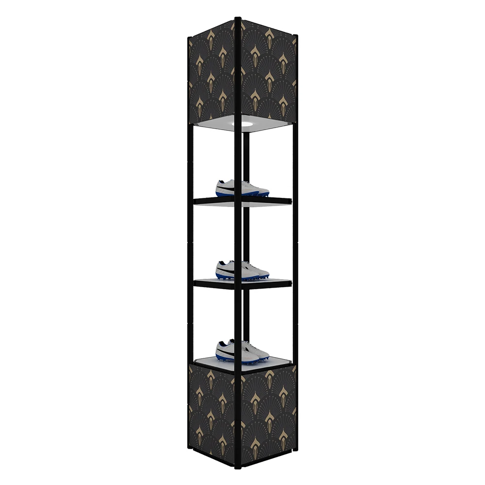 Standard And Customized Aluminium With Led Light Display Showcase Display Racks Retractable Twist Tower