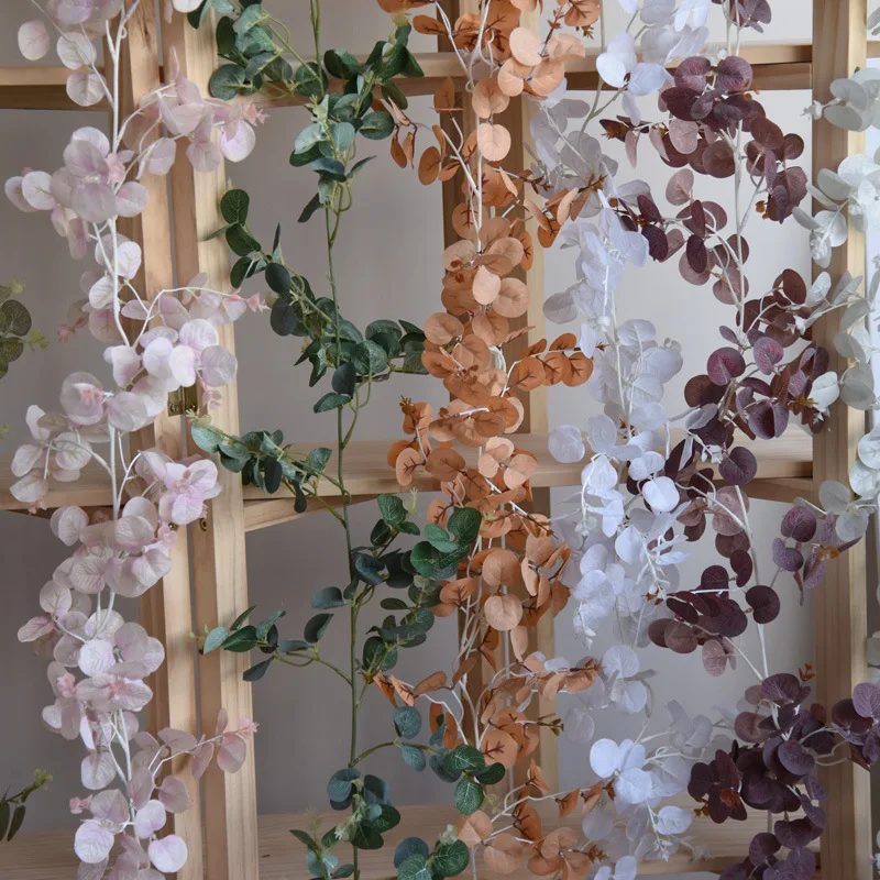 Faux Vines Outdoor Hanging Eucalyptus Leaves Handmade Garland for Holiday Wedding Backdrop Arch Wall Decor