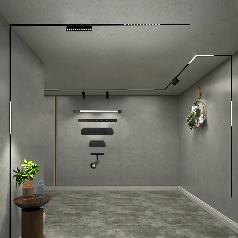 Hot Sale For Home Commercial Lighting Surface Slim Aluminum Alloy Rail Spot Focus Lamp Linear Led Ultrathin Magnetic Track Light