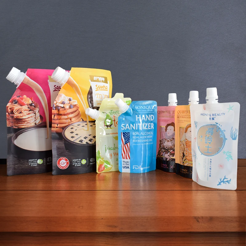 Transparent Bag sugar cane juice Plastic Custom Drink Stand Up Eco Friendly Liquid 500 Ml Food Spout Pouch