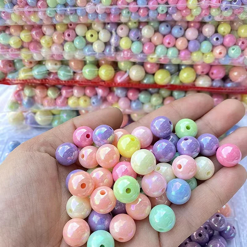 Wholesale Macaron AB Color Acrylic Round Loose DIY Beads for Bags Jewelry Making