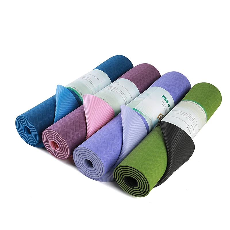 Wholesale custom double-layer non-slip TPE yoga pilates mats eco friendly anti-tear outdoor sports fitness mat