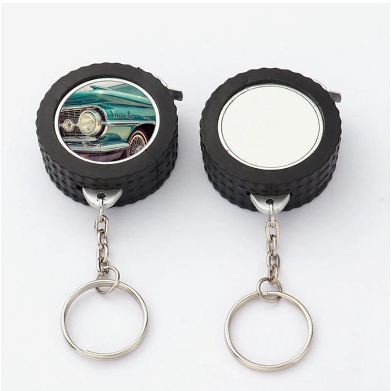 Hot Sales Small Plastic Tape Measure 1 Meter Portable Mini Blank Sublimation Tire Style Tape Measure Ruler Keychain