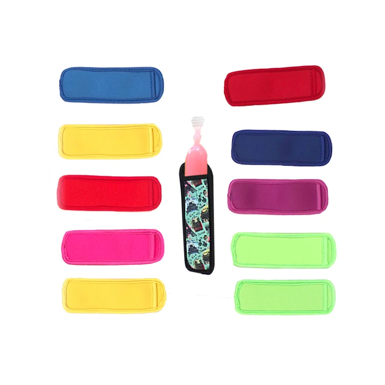 
color ice pop holder neoprene freezer pop cover for Summer popsicle cooler sleeve 