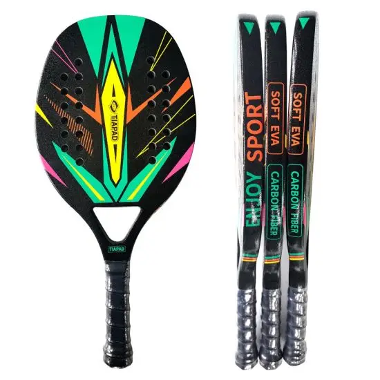 Top Brand OEM Carbon Fiber Round/Diamond/Teardrop Customized Beach Tennis Racket Paddle Rackets
