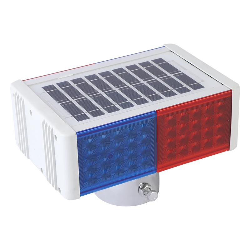 Solar Powered Double Sided 2 Groups Strobe Warning Lights Solar Road Hazard Red Blue LED Signal Flashing Light