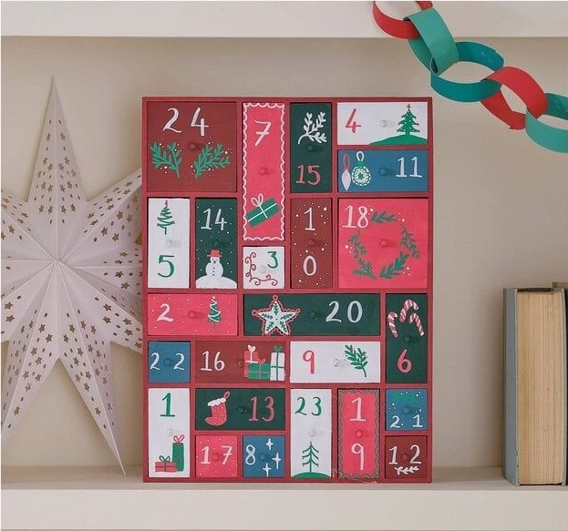 Custom 24 Days Christmas Advent Calendar Box Festive Candy Gift Packaging Personalized Countdown Boxes Holiday Season