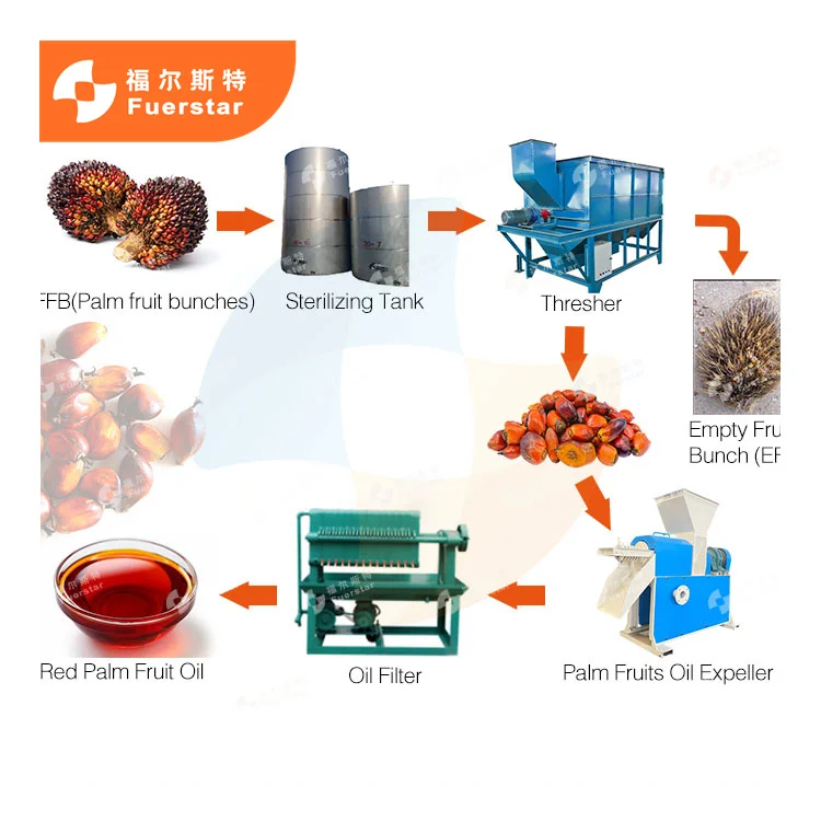 0.5-2TPH Complete Palm Oil Production Line Automatic Extractor Small Press Machine for Industrial Use