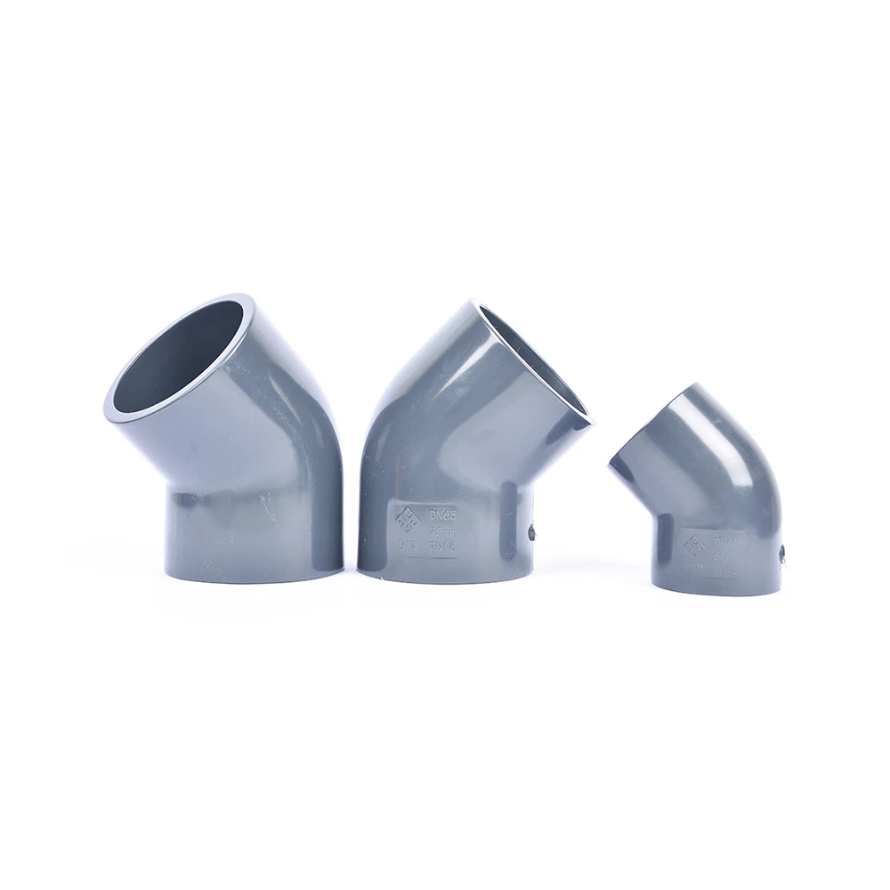 PVC-U pipes fittings 45 Degree Elbows Plastics tube UPVC 45 degree elbow connector for pipe splicing