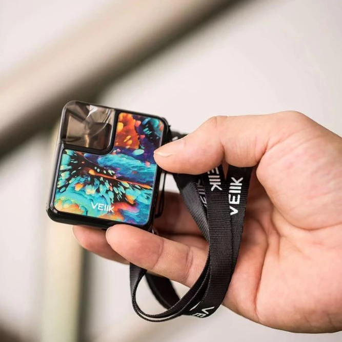 New VEIIK Cracker pod vape high end 2.5D tempered glass sticker refillable 2ml  vape pods with vape pod lanyare