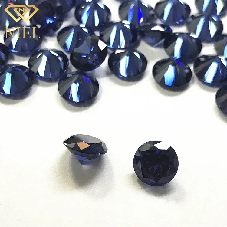 Synthetic cubic zirconia gemstone niel gems cz dark blue zircon round cutting loose stone tanzanite prices