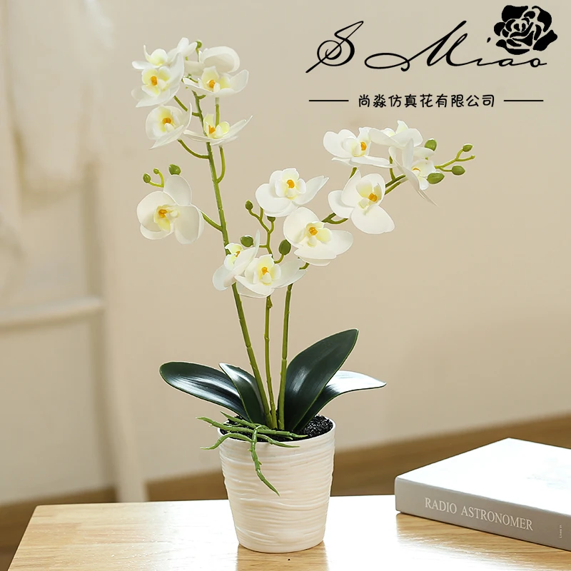 Factory Phalaenopsis Orchids Flower Plants Potted, Artificial Butterfly Orchid Bonsai For Interior Decoration