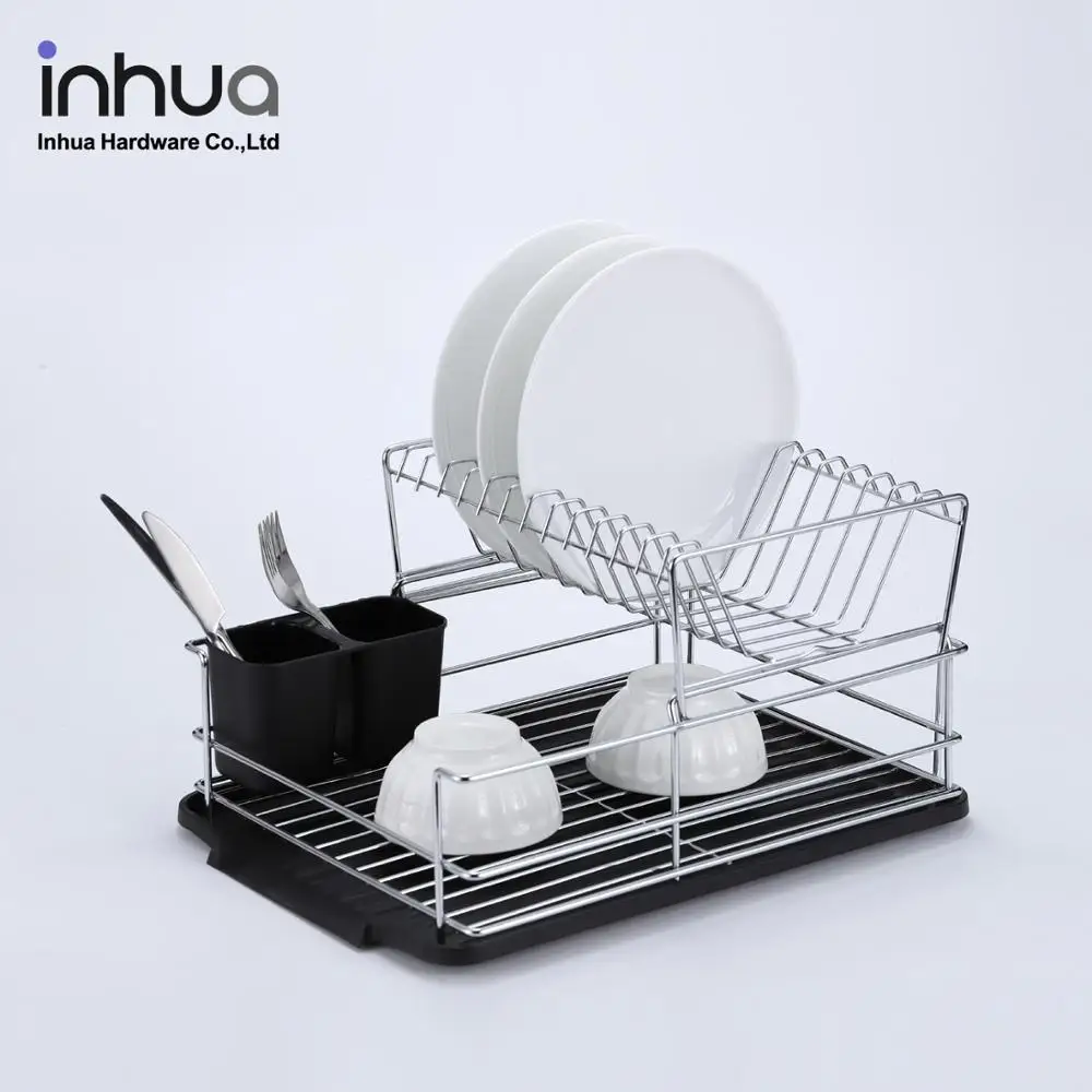 
Double-layer kitchen dish storage drain rack metal rack 