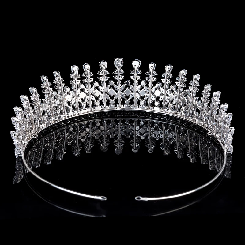 Echsio AAA Cubic Zircon Crown For Women Bride Dubai Luxury Wedding Jewelry With Flower BC4953