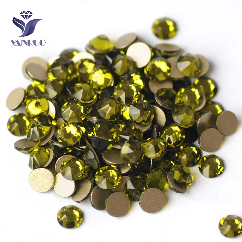 Olivine flatback rhinestones 10ss 16ss 20ss 30ss 40ss 50ss rhinestones non hotfix bulk flatback nail rhinestones bulk