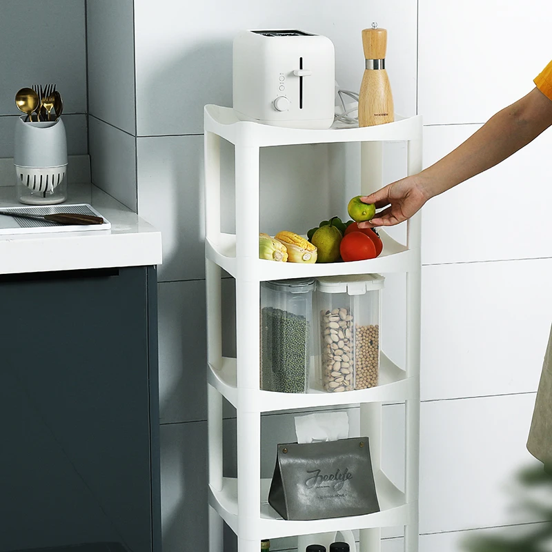 Household Portable Thickened Plastic Storage Rack for Kitchen Vegetables Fruit Shelves Living Room Snacks Organizer