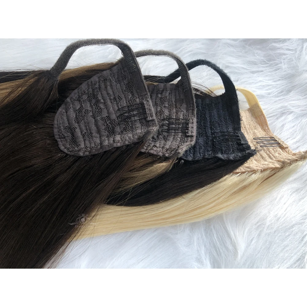 Pony Tail Hair Coleta Cabello Humano Natural Blonde 60 Remi Raw Brazilian Drawstring Claw Clip Ponytail Human Hair Extensions