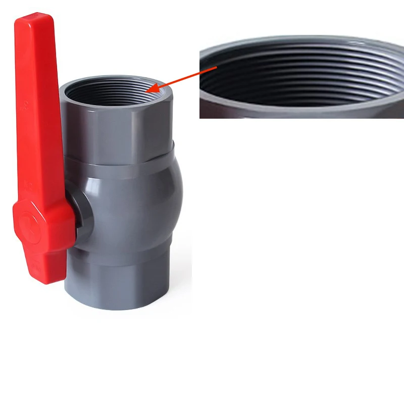 TKFM Dn25 Grey Octagonal Threaded Connection Plastic PVC Ball Valve for Water Supply Pipeline