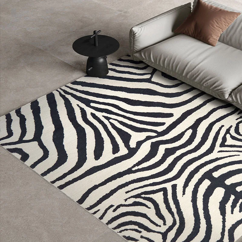 faux fur carpet home decorative animal printed floor runners zebra pattern vintage rug non-slip vortex illusion rug