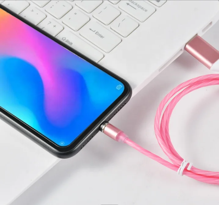 
2020 Best Seller LED Flowing Light Magnetic Charging Cable for Android Cellphone Fast Charging Micro USB Charger Data Cable Line 