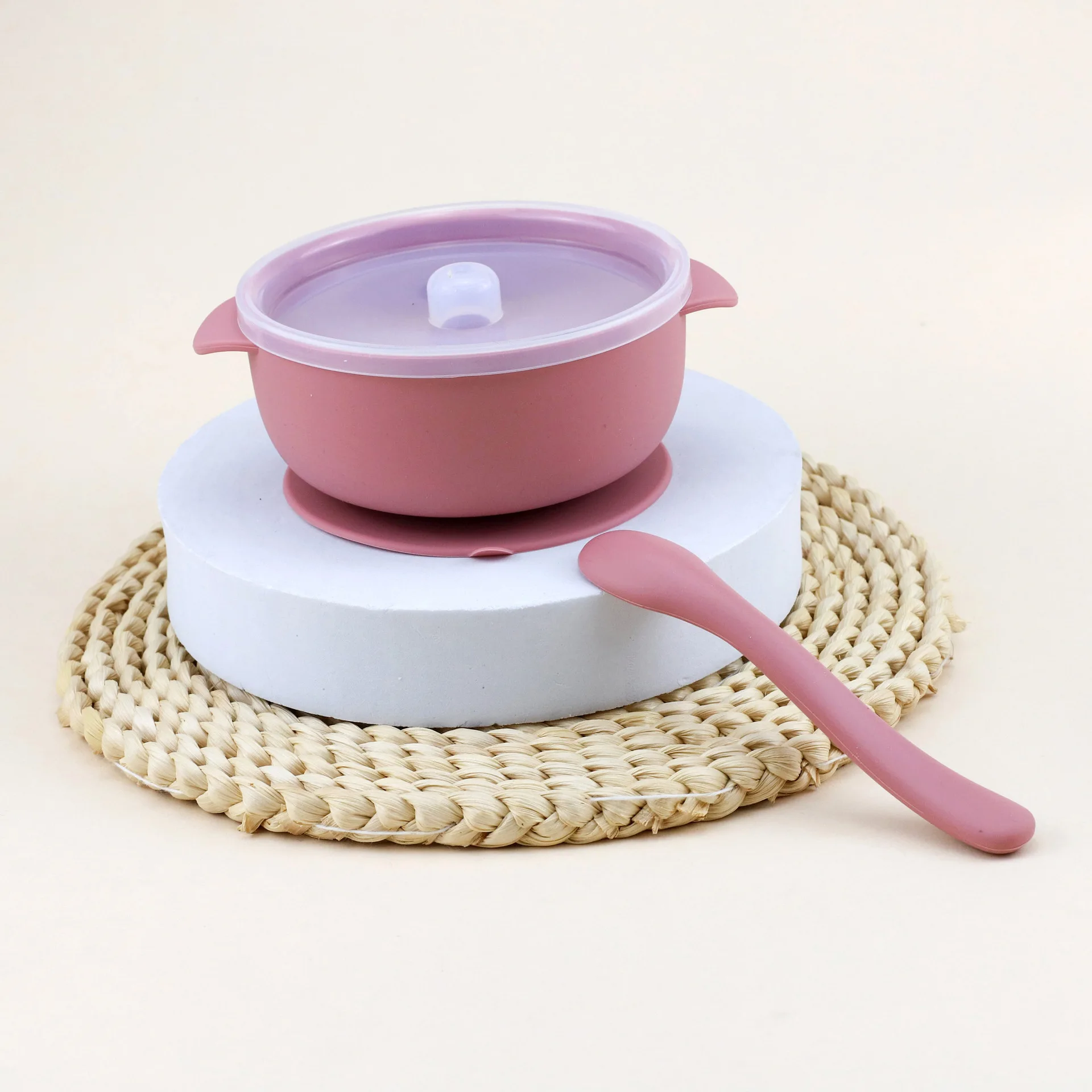 Silicone Unbreakable Baby Bowl With Lid Suction Toddler Feeding Silicone Feeding Bowl For Microwave Oven with Sucker