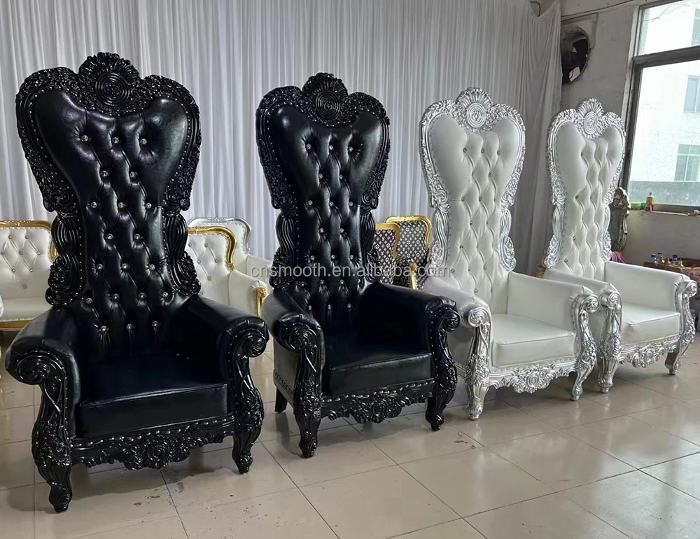 New Arrivals Luxury King Throne High Back Sofa Stainless Steel Chair Wedding for Bride and Groom
