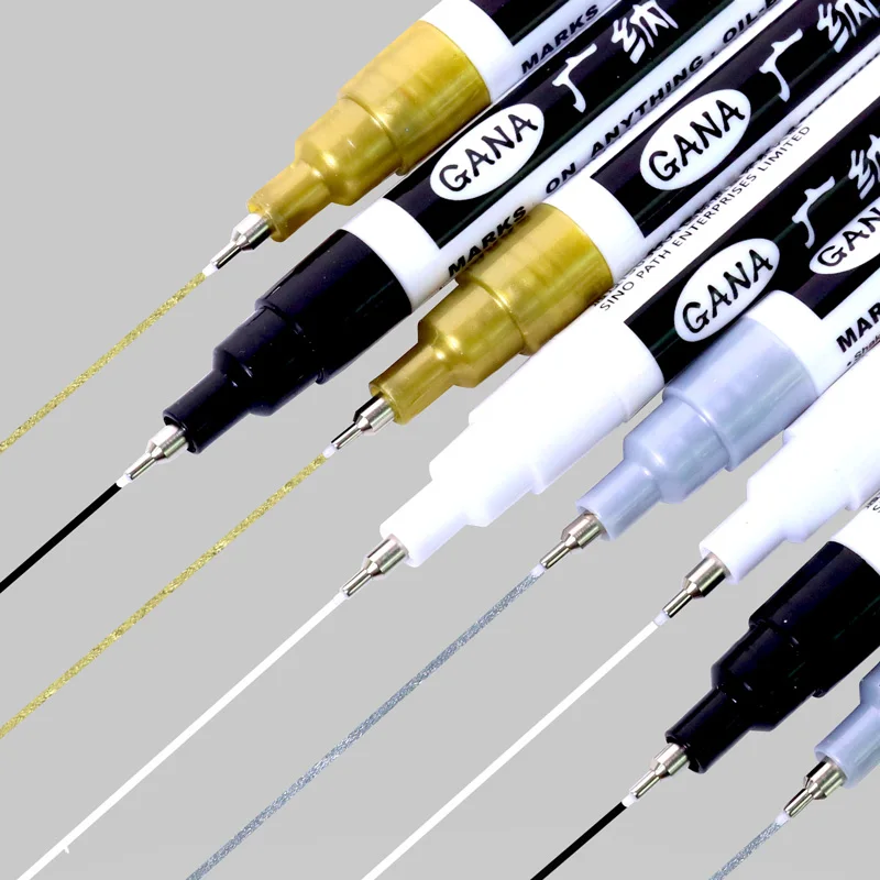 Extra fine point 0.7 mm paint markers 4 colors oil-based waterproof needle tip paint pens for glass,metal,stone,wood,rubber