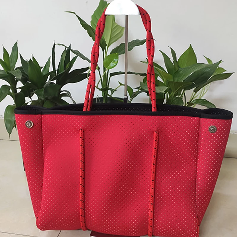 Wholesale Large Capacity Lady Beach Tote Bag Multi Colors Women Perforated Neoprene Beach Bags