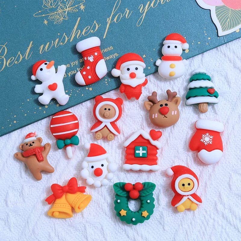 Hot selling Christmas decoration flat back elk resin crafts DIY handcrafted charm cartoon gingerbread man Christmas tree