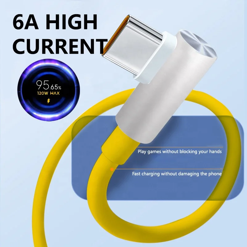 120W 90 Degree USB Type C Fast Charging Cable For Xiaomi Mi 12 Poco F4 GT X4 Pro 5G Blackshark 5Pro Redmi K50 Type-C Data Cord