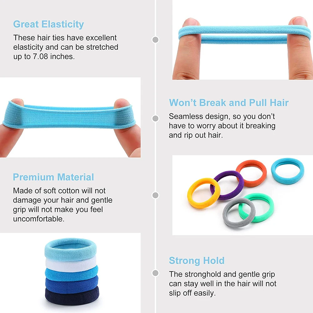 Эластичные резинки для волос, бесшовная повязка для волос, держатель для конского хвоста, без складок, эластичные хлопковые резинки для женщин, толстые аксессуары для волос