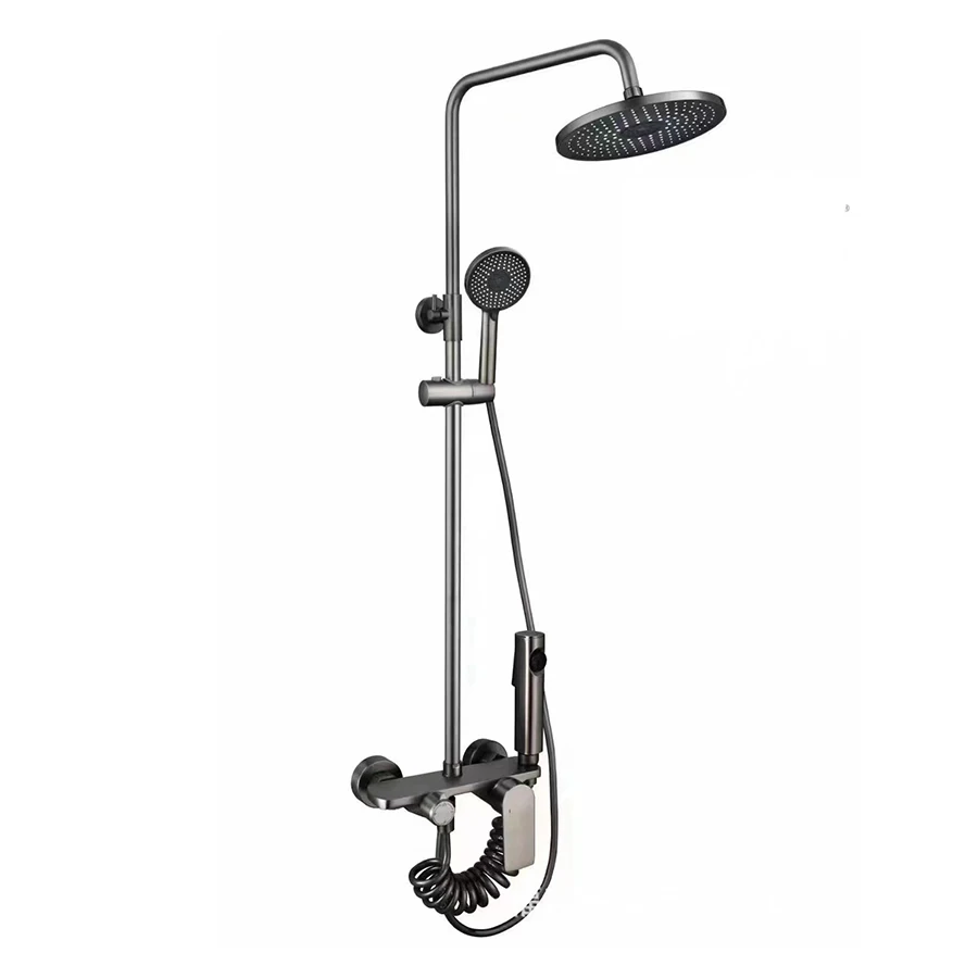 Contemporary Shower Faucets Display Shower Set White Storage Rack Storage Table Pressurized Rain Shower Set