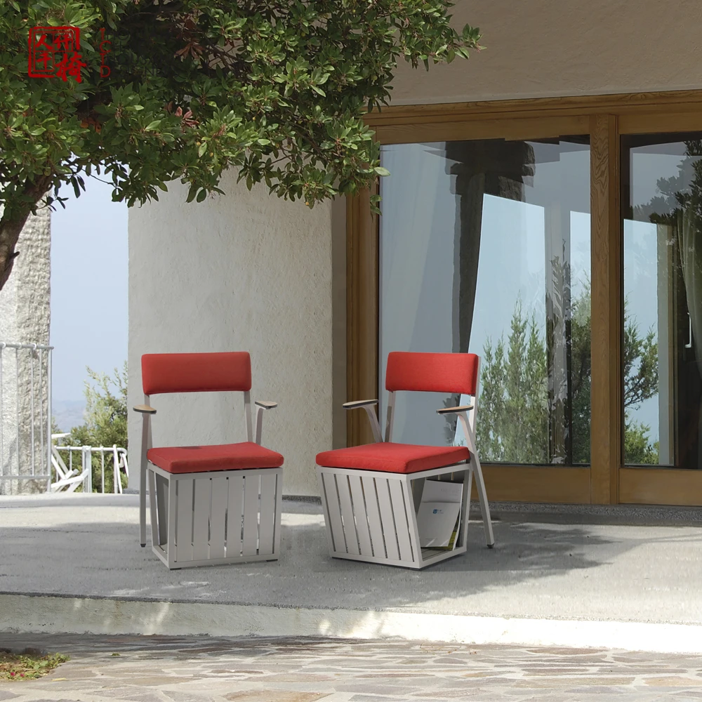 Tctd алюминиевый диван с подлокотником, Роскошный Черный алюминиевый обеденный металлический стул, портативная мебель для сада и улицы