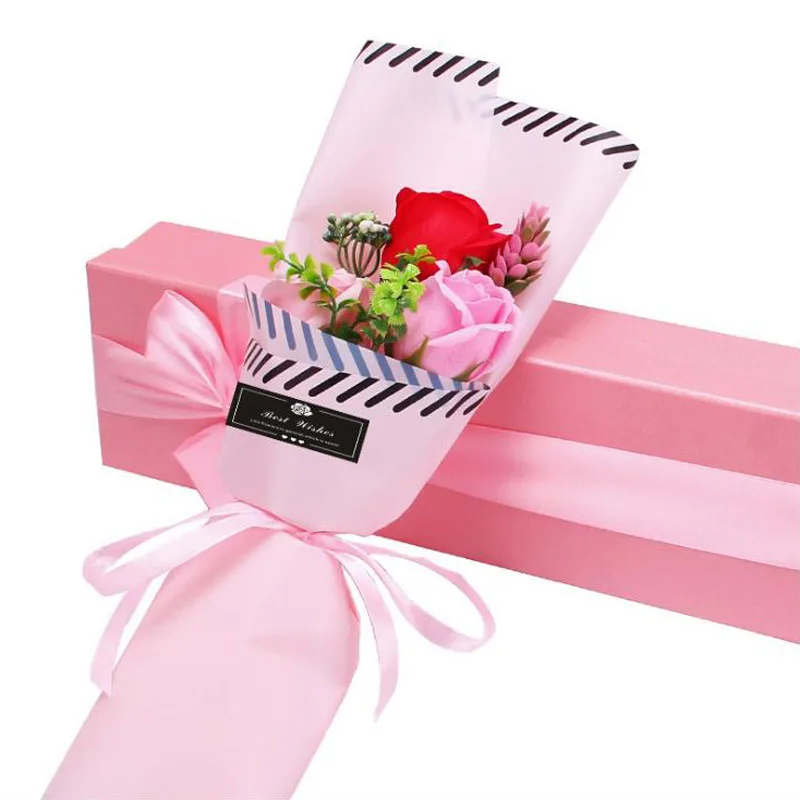 
2021 New Arrival Valentines Day Gift Soap Rose Giftbox Mothers Day Artificial Carnation Bouquet Party Decoration 
