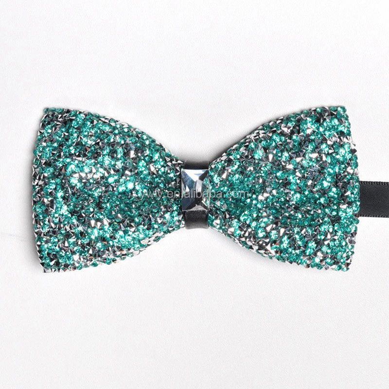 Rhinestone bow tie-blue