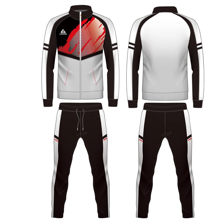 Factory made mens full zipper latest custom design sublimation printing fitness sports tracksuits set