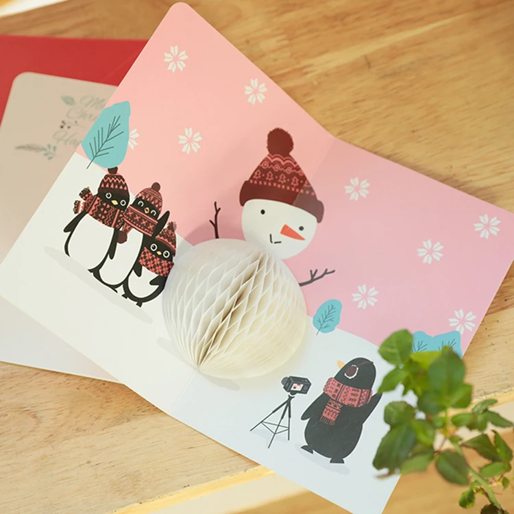Wholesale custom 3D pop up  mary christmas greeting card series