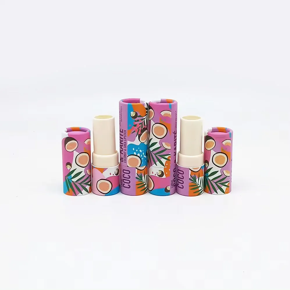 Mini 3.5g Twist Lip Balm Push-Up Paper Tube round Embossed Craft Paper Cylinder Container Perfume Oil-Resistant Deodorant Core