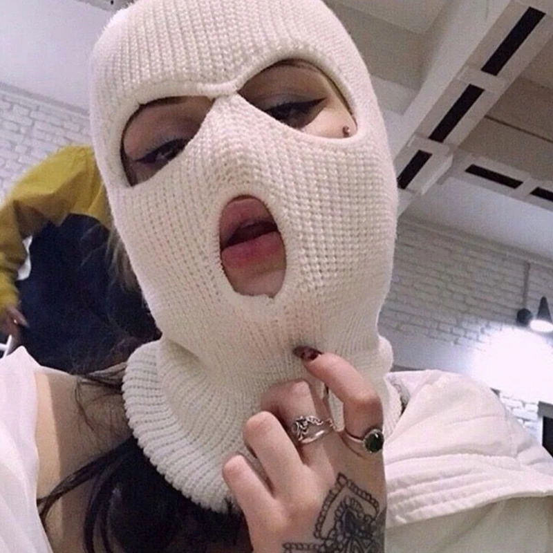 Personalized Designer Custom Embroidery Logo Full Face Cover 3 Hole Rappers Bandit Knitted Skimask Balaclava Ski Mask