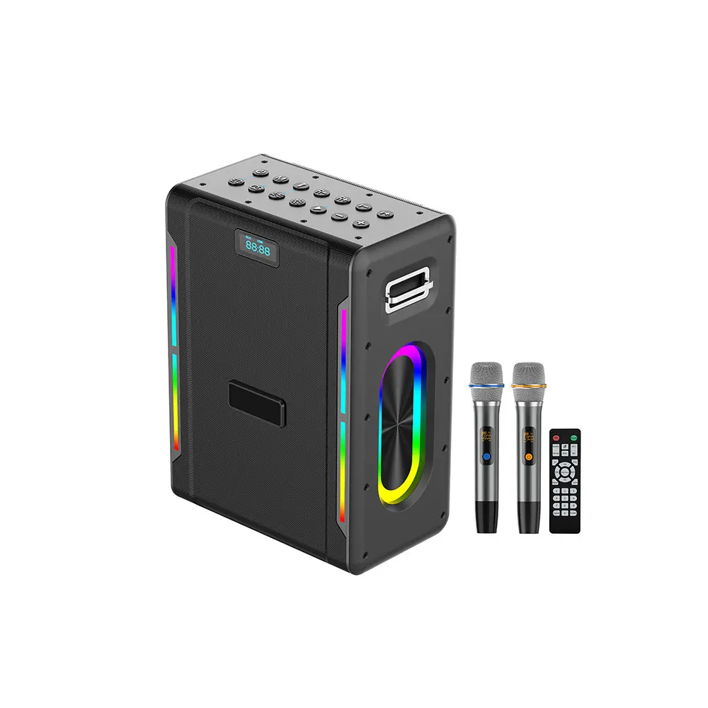 FANSBE Outdoor Mobile Power 250W Karaoke Machine,Stereo Bass Boombox With Wireless Microphones, Remote Control Karaoke Speaker