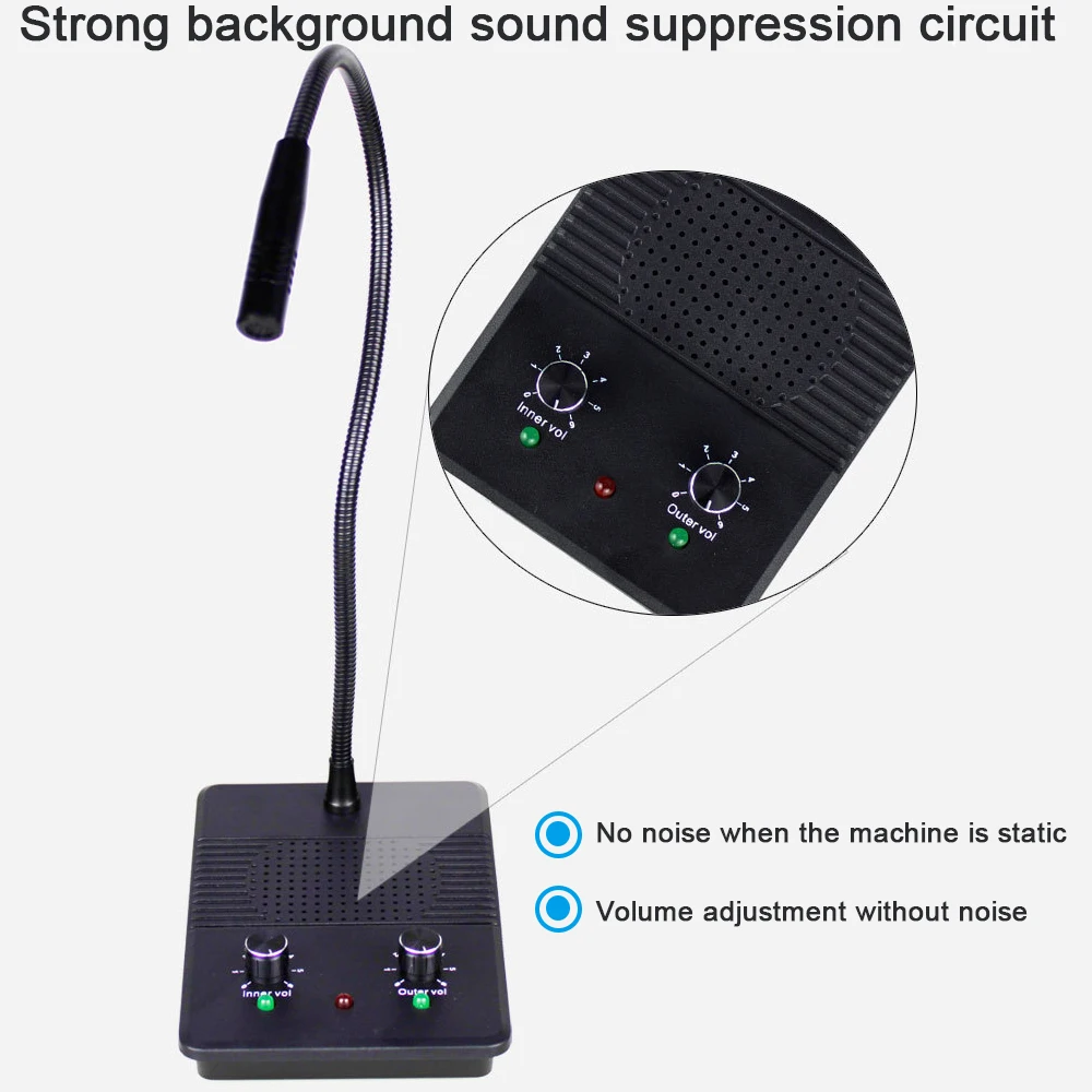 CATEL Window Intercom 3W Anti-interference interphone Bank Counter System Dual-Way Intercommunication Microphone