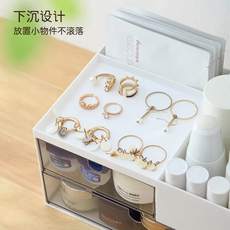 Multi-Layer Desktop Organizer with Dustproof Transparent Drawer, Dormitory, Office, Home