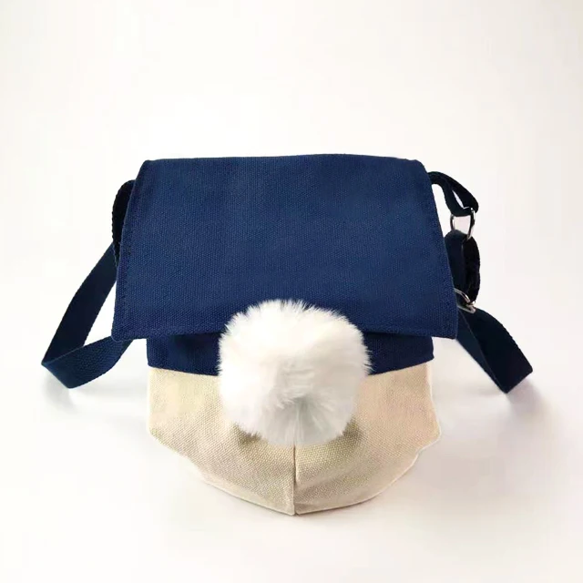 Custom Cute Cartoon Duck Butt Shape Girl Canvas Sling Bag Crossbody With Small Pommel