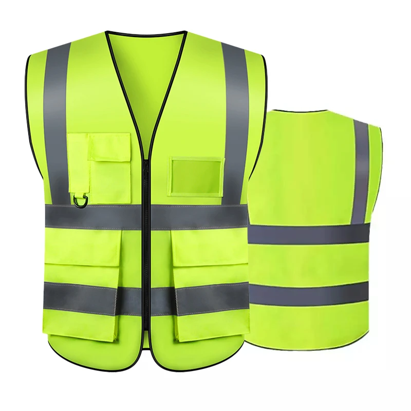 Factory Wholesale Custom Logo Worker Reflective Safety Vest Reflective Clothing Multiple Pockets Construction Security