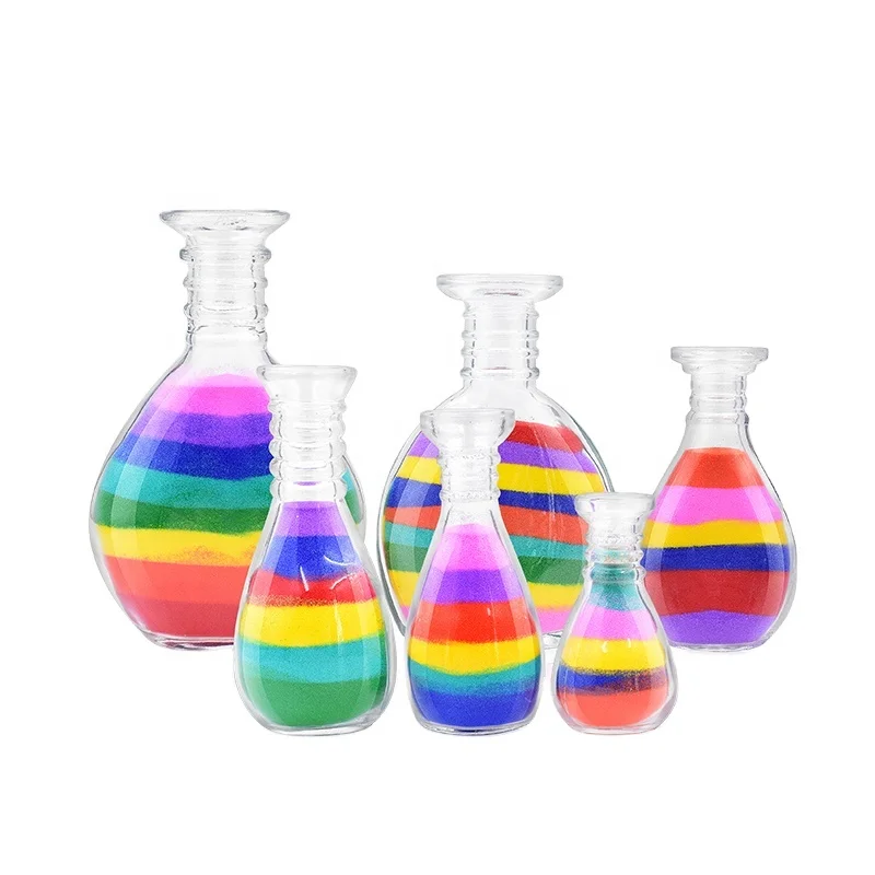 Customize a series of 40 ml to 240 ml clear decorative art  sand  glass bottle