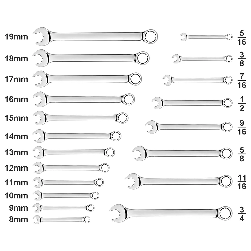 5pcs 14pc 6mm 32mm flex-head large open end jumbo reversible socket ratchet combination force wrench spanner set