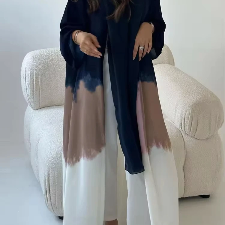 2024 new dubai stylish clothes new printed maxi abaya summer open abaya for fashion woman and girl