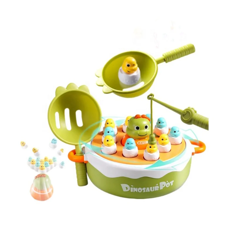 4 в 1 динозавр всплывающая настольная игра магнитный Вертушка для рыбалки вращающаяся музыкальная установка ловушка прыжков игрушка боулинга крестики-носочки