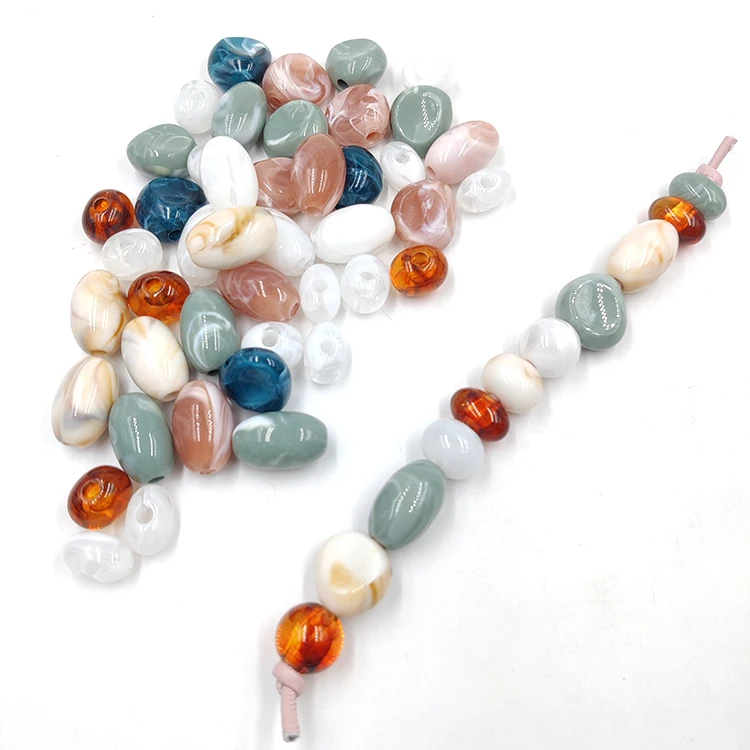 Wholesale Fashion Irregular Shape Multi Color Custom Bead Acrylic Plastic Amber Resin Beads For Necklace And Bags